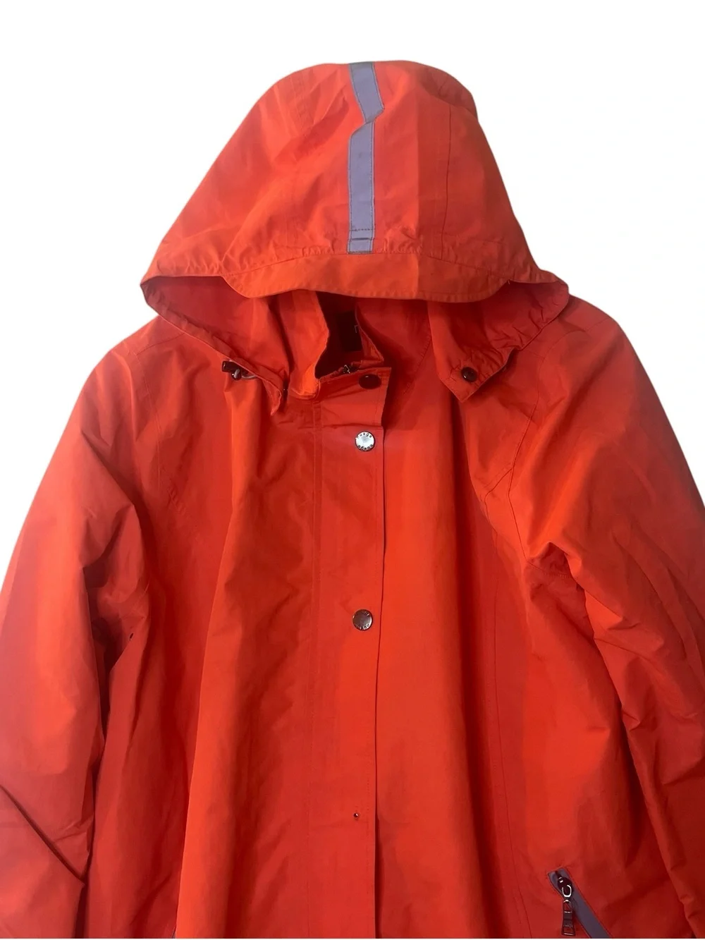 Nuage Bright Orange Hooded Raincoat — Waterproof Hooded Jacket Sz 1X